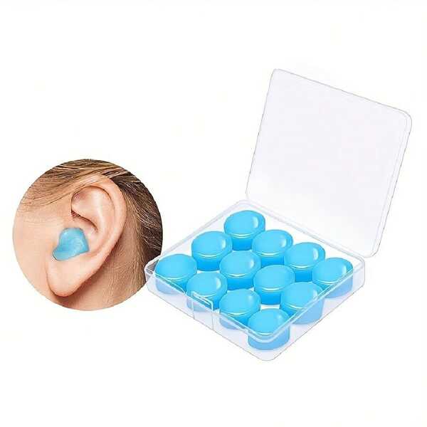 12pcs Silicone Earplugs, Noise-Proof Ear Plugs, Sleep Ear Plugs, Waterproof Pressure Reducing Sleeping Aid