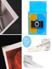 1 Roll, 250 Pieces Fully Transparent/Hot Stamping Roll Photo Corner Stickers Diy Photo Album Corner Stickers - Transparent - View 5