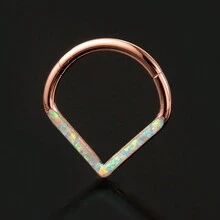 1pc Waterdrop Opal 316L Stainless Steel Hinged Nose Clicker Tragus 16G Hoop Rings Septum Body Piercing Jewelry - Rose Gold - View 14