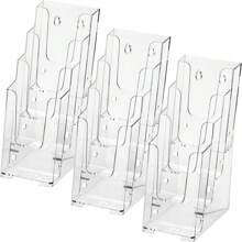 1/2/3 Piezas Portafolletos De Acrílico, Porta Folletos Claro De 4 Niveles Y 4 Pulgadas De Ancho Con Varios Bolsillos De Exhibición De Folletos Y Soporte De Pared O De Mostrador Para Uso En Interiores - Blanco - Ver 1