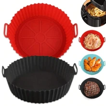 1pc Air Fryer Silicone Baking Pan, Foldable Air Fryer Silicone Baking Pan Mat, Anti-Stick Pad Thickened Silicone Baking Pan, High Temperature Resistant Reusable Baking Bowl, Household Baking Gadgets - Black - View 6