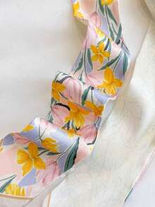 1pc Simple Printing Small Scarf Fashion Silk Scarf - Multicolor - View 3