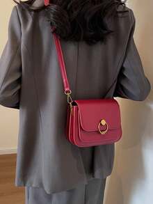 今年流行的女士小包,秋季百搭,2023新款復古肩跨包,紋理爆裂小方包,經典懷舊新年、春節風格女包,適用於各種場合,打造完美穿搭 - 酒紅色 - 查看 4