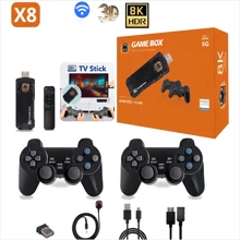 A 64g X8 Game Stick 8K Arcade Retro Electronic Game Console For PS1, Dual Wireless Controller For Android, High-Definition Mini TV Box, Party Game, Thanksgiving Gift, Family - Black - View 2