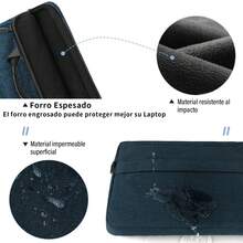 Funda para computadora 13.3 15.6 pulgadas Maletín para laptop Hombres y Mujeres Funda para laptop Portafolios para laptop Impermeable - Azul Marino - Ver 4