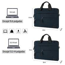 Funda para computadora 13.3 15.6 pulgadas Maletín para laptop Hombres y Mujeres Funda para laptop Portafolios para laptop Impermeable - Azul Marino - Ver 6