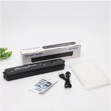 1pc Household Vacuum Packaging Machine Automatic Vacuum Sealer Food Saver Mini Heat Sealing Machine - Black - View 1