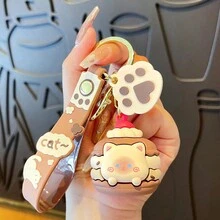 1入女性多色卡通貓形鑰匙扣,可愛貓咪造型鑰匙扣,創意精緻包裝飾,情侶禮物 - 款式 - 查看 5