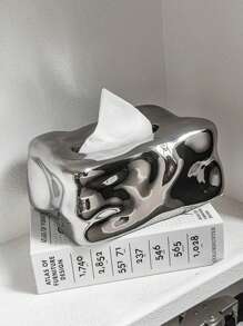 1 件高档陶瓷冰川纸巾盒，适用于客厅、办公室、卧室、浴室纸巾收纳装饰、家居用品、桌子、家居装饰、家居整理和收纳、房间装饰卧室、厨房配件、厨房工具、收纳盒厨房、旅行、节日、餐巾架、节日家庭聚会、适用于家庭厨房卧室客厅餐厅、家居装饰配件、装饰盒、女性婚礼礼物、夏季旅行节日必备品 - 銀色 - 查看 1