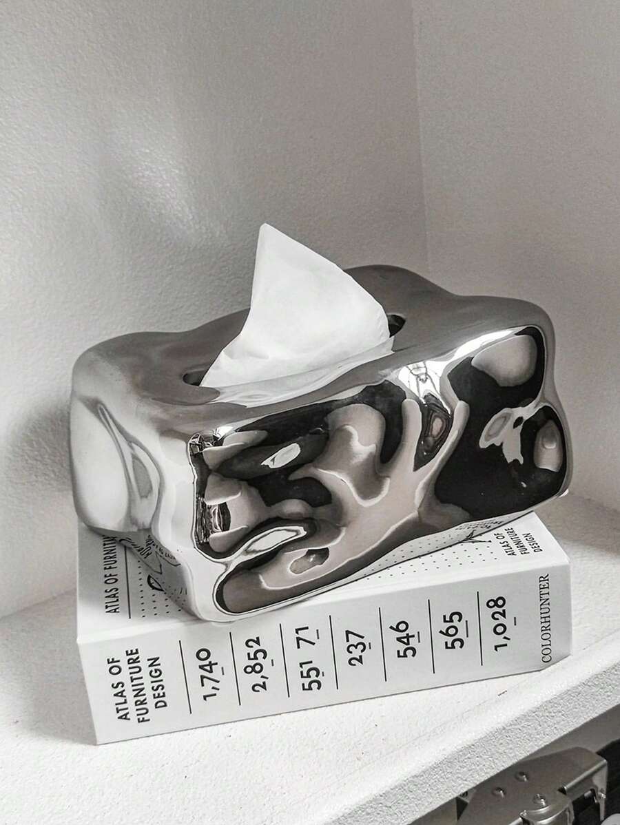 1 件高档陶瓷冰川纸巾盒，适用于客厅、办公室、卧室、浴室纸巾收纳装饰、家居用品、桌子、家居装饰、家居整理和收纳、房间装饰卧室、厨房配件、厨房工具、收纳盒厨房、旅行、节日、餐巾架、节日家庭聚会、适用于家庭厨房卧室客厅餐厅、家居装饰配件、装饰盒、女性婚礼礼物、夏季旅行节日必备品 - 銀色 - 查看 1