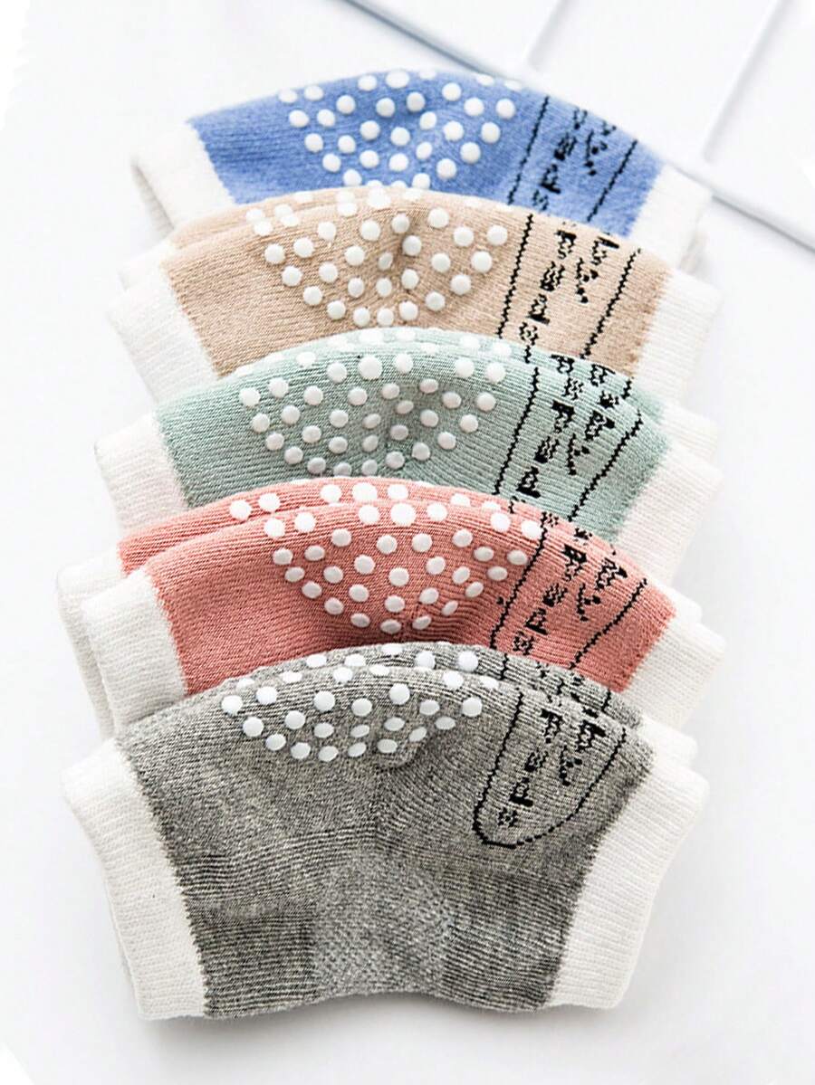 5雙透氣網格防滑嬰兒肘墊及襪子套裝,適用於爬行和學步 - 彩色 - 查看 1