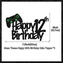 1入組綠黑色遊戲12個生日快樂蛋糕插旗，生日派對裝飾，蛋糕裝飾用品 - 黑色 - 查看 2