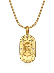 1pc Elegant & Fashionable 12 Constellations Pendant Necklace With Diamond Inlaid, Stainless Steel, Ideal For Daily Wear - Taurus - View 10