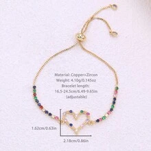 1 件心形和水钻装饰手链，送给朋友/爱人/家人的完美情人节/周年纪念礼物，适合日常佩戴 - 彩色 - 查看 11