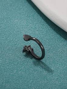 1個簡單時尚清新星形無耳洞耳夾,耳環 - 槍黑色 - 查看 4