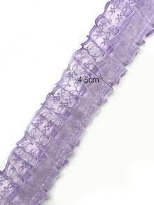 4.5 公分百褶衣服蕾絲邊框材質娃娃連身裙 Diy 裙子裝飾雙層網絲帶,均碼 - 淡紫色 - 查看 3