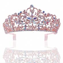 Wedding Bridal Crown, European And American Style Rose Gold & Glittering Diamond Rhinestones Headband Tiaras For Women - Rose Gold Colored Diamonds - View 11