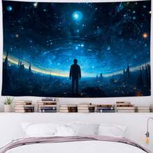 星系壁掛,夜空星雲宇宙壁掛布藝,適用於臥室客廳宿舍裝飾,59x39英寸 - 藍色 - 查看 6