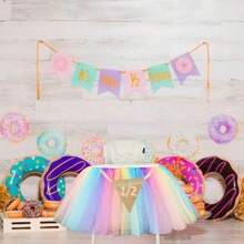 半歲一周年生日彩虹寶寶粉色芭蕾裙高腳椅裝飾,派對用品 - 五顏六色 - 查看 4