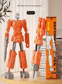 1pc Creative Transforming Robot Stationery Ballpoint Pen, For Kids And Students, Perfect As A Fun Gift - Transformation Pen-orange - View 1