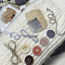 50 Sheets Vintage Handmade Hollow Out Hard Cardboard Sticker Set For Scrapbook Diy, Including Film Frames, Clips, Scissors, Collage Materials (Butterfly And Bowknot Shaped), Buttons, Cloth Patches, Wax Seals - Multicolor - View 2