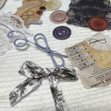 50 Sheets Vintage Handmade Hollow Out Hard Cardboard Sticker Set For Scrapbook Diy, Including Film Frames, Clips, Scissors, Collage Materials (Butterfly And Bowknot Shaped), Buttons, Cloth Patches, Wax Seals - Multicolor - View 6