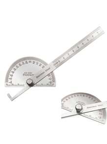 1pc 180 Digital Protractor Stainless Steel Protractor Swing Arm Protractor 180 Degree Protractor Angle Gauge Stainless Steel Protractor Ruler Round Head Protractor Goniometer - Silver - View 4
