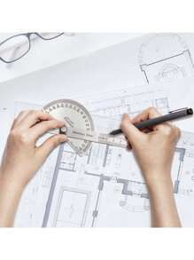 1pc 180 Digital Protractor Stainless Steel Protractor Swing Arm Protractor 180 Degree Protractor Angle Gauge Stainless Steel Protractor Ruler Round Head Protractor Goniometer - Silver - View 6