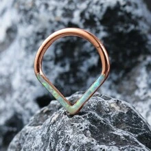 1個水滴蛋白石316L不鏽鋼鉸鏈鼻環，16G圓環環形穿刺珠寶 - 金黃色 - 查看 4