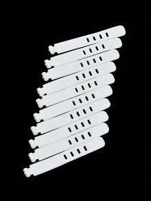 10pcs Silicone Cable Ties For Data & Headphone Cords, Portable Cable Organizer With Adjustable Holes - White - View 2