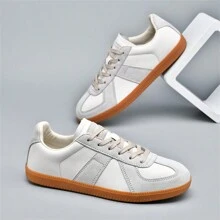 男士白色平底皮革運動鞋,抗磨耐用且輕量,低幫滑板鞋,大碼休閒訓練鞋 - 彩色 - 查看 8