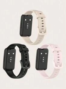 3入組簡約純色可拆式矽膠智能手錶帶,兼容華為band 7 - 彩色 - 查看 2