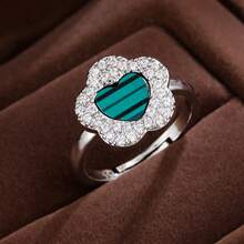 1個優雅時尚的鋯石花形戒指,適合女士 - 彩色 - 查看 16