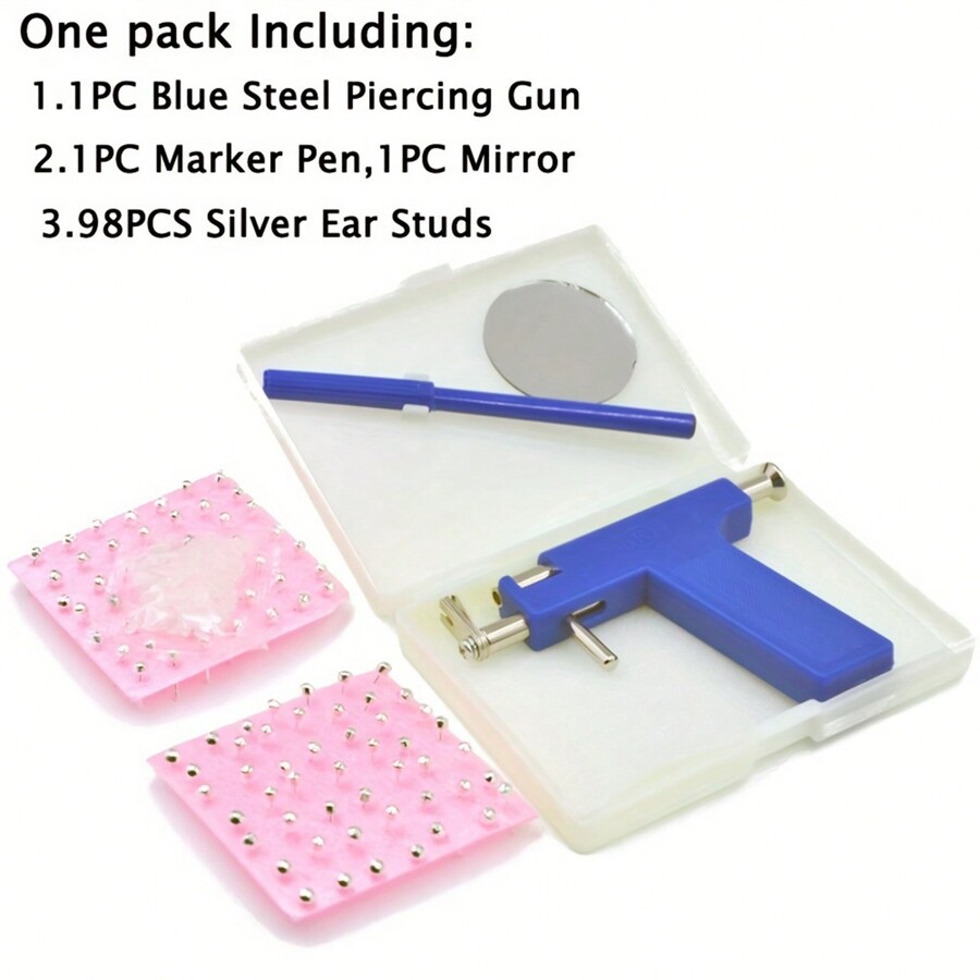 98pcs Professional Ear Piercing Gun Set Includes Steel Ear Studs