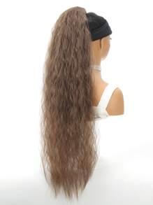 合成纖維長假髮棒麻花馬尾,耐高溫纖維頭髮36英寸卷曲女士髮型 - Light Brown - 查看 6