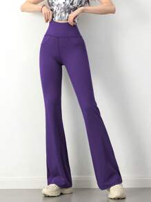 3 件大码高腰口袋休闲运动喇叭紧身裤