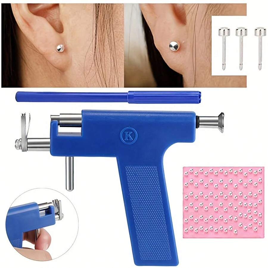 98pcs Professional Ear Piercing Gun Set Includes Steel Ear Studs