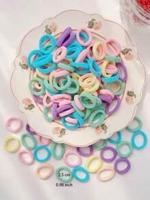 200 个/包混合颜色儿童可爱卡通弹力发带婴儿女孩可爱发圈橡皮筋儿童发饰套装仅展示袋，OPP 袋包装 - 彩色 - 查看 5