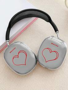 1pair Double-Wrapped Heart Design Tpu Headphone Transparent Protective Case Compatible With Airpods Max - Multicolor - View 4