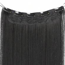 合成假发 80 厘米 5 夹式接发 耐热长直发 黑色假发片 女士自然假发 5 码 - 黑色 - 查看 4