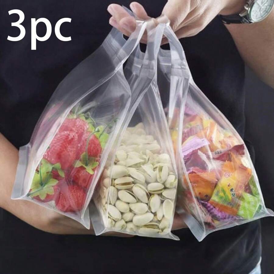 3入組透明八角自立拉鍊包裝袋,可用於零食、乾果、穀物、茶、椰棗等食品包裝 - 無色 - 查看 1