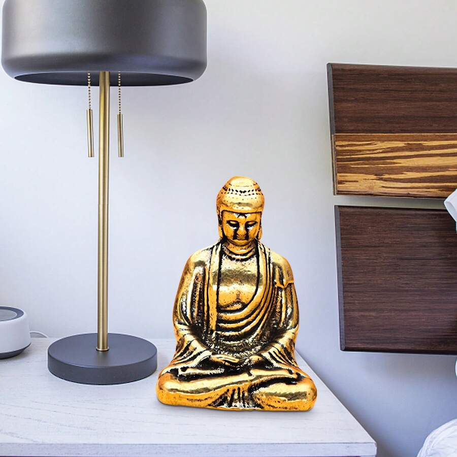 1 Máy Tính Mini Handmade Bằng Đồng Chắc Chắn Phật Thích Ca Điêu Khắc Quà Tặng Sáng Tạo Trang Trí Hình Tượng - Vàng - Xem 1