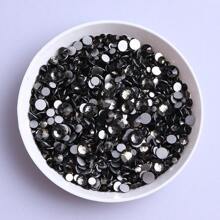 1440PCS Transparent Black Mixed Size SS3-SS20 Glass Silver Flat Bottom Rhinestones DIY Nail Art Accessories - Transparent Black - View 5