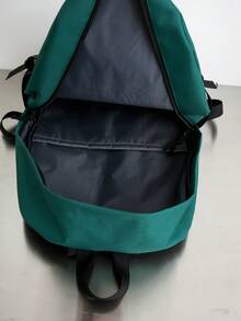 4pcs/Set Student Backpack Combination Bag, Ins Campus Backpack For Girls And Boys, Casual Color Block Shoulder Bag, Minimalist Water Resistant Crossbody Bag, Solid Color Pencil Case - Green - View 2