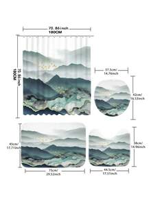 1pc Digital Printed Shower Curtain Or Floor Mat With Plants, Flowers & Butterflies Pattern - Color - View 3