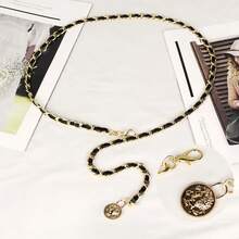 1入組心形珠子金屬鏈條腰帶編織腰封風美頭部腰鏈,適用於女性 - 彩色 - 查看 4