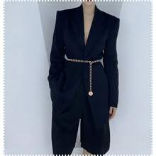 1入組心形珠子金屬鏈條腰帶編織腰封風美頭部腰鏈,適用於女性 - 彩色 - 查看 2