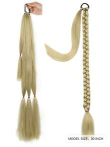 髮帶的長辮子馬尾辮直環繞式接髮馬尾辮天然柔軟合成髮片適合女士日常佩戴 26 英寸 30 英寸 34 英寸 1 件淺棕色 - Light Brown - 查看 2