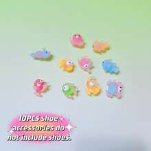 2入組創意手工製作五彩心形鞋帶。10入組可愛卡通海洋動物（小丑魚,海馬,章魚）diy鞋履配件（不含整合插扣。請參閱詳細的合成圖片） - 10PCS - 查看 2