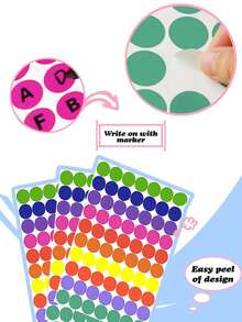 1400pcs/Set Colorful Dot Stickers, Smooth Surface, Easy To Tear, High Stickiness, Handwritable, For File Folders, Calendars, Drawing, Artwork, Photo Labeling. (Random Color For Stickers And Components) - Multicolor - View 3